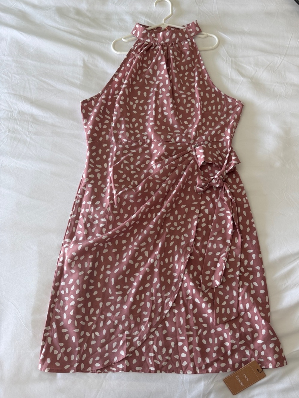 Women's One-Shoulder Mauve Halter Wrap Dress - Unbranded